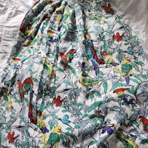 Allure White Floral Print Skirt with Green and Red Accents